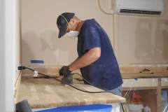 prepping butcher block by sanding